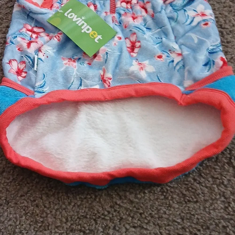 Lightweight Flannel Dog Winter Coat Skin-Friendly Fabric Island Floral NEW Sz M